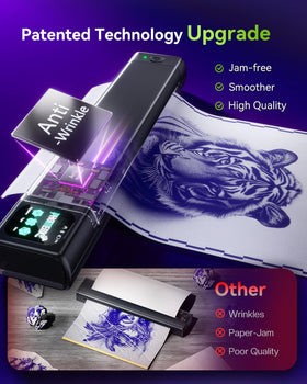 Phomemo M08F Plus Tattoo Stencil Printer in a tattoo studio setting