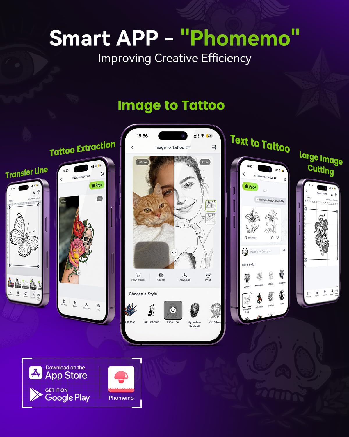 Phomemo M08F Plus Tattoo Stencil Printer with included transfer papers
