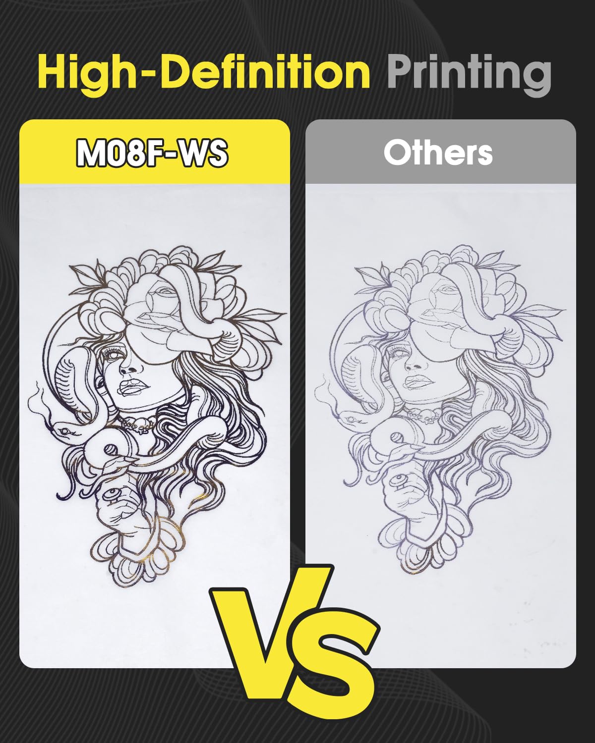 Phomemo M08F printer in use by tattoo artist