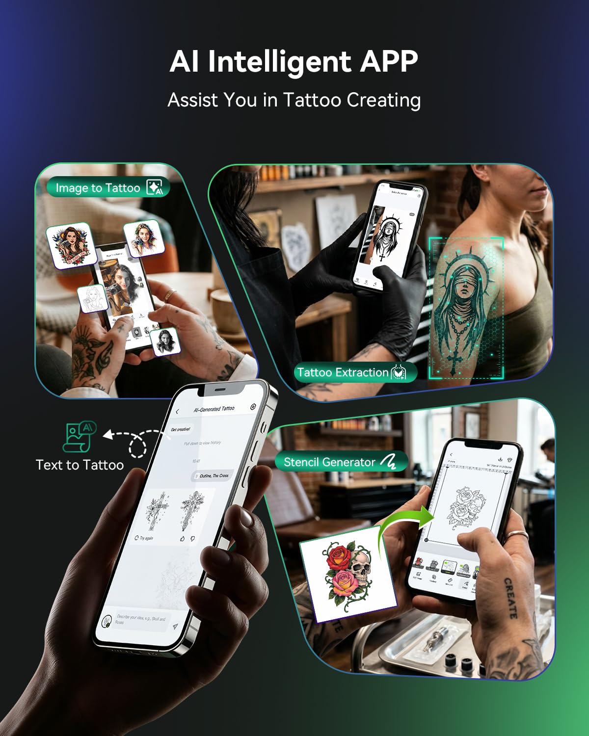 Phomemo M08F Tattoo Printer in use with smartphone