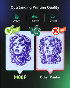 Phomemo M08F Tattoo Printer showing app interface