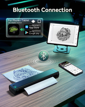 Phomemo M08F Tattoo Printer showing app interface