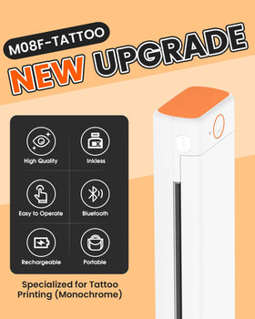 Phomemo M08F Tattoo Printer with smartphone app interface