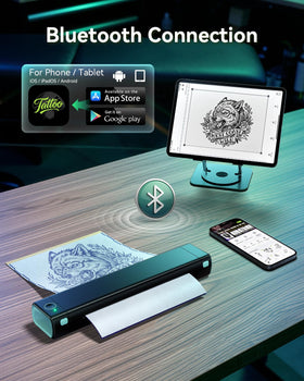 Phomemo M08F Tattoo Printer with tattoo transfer paper