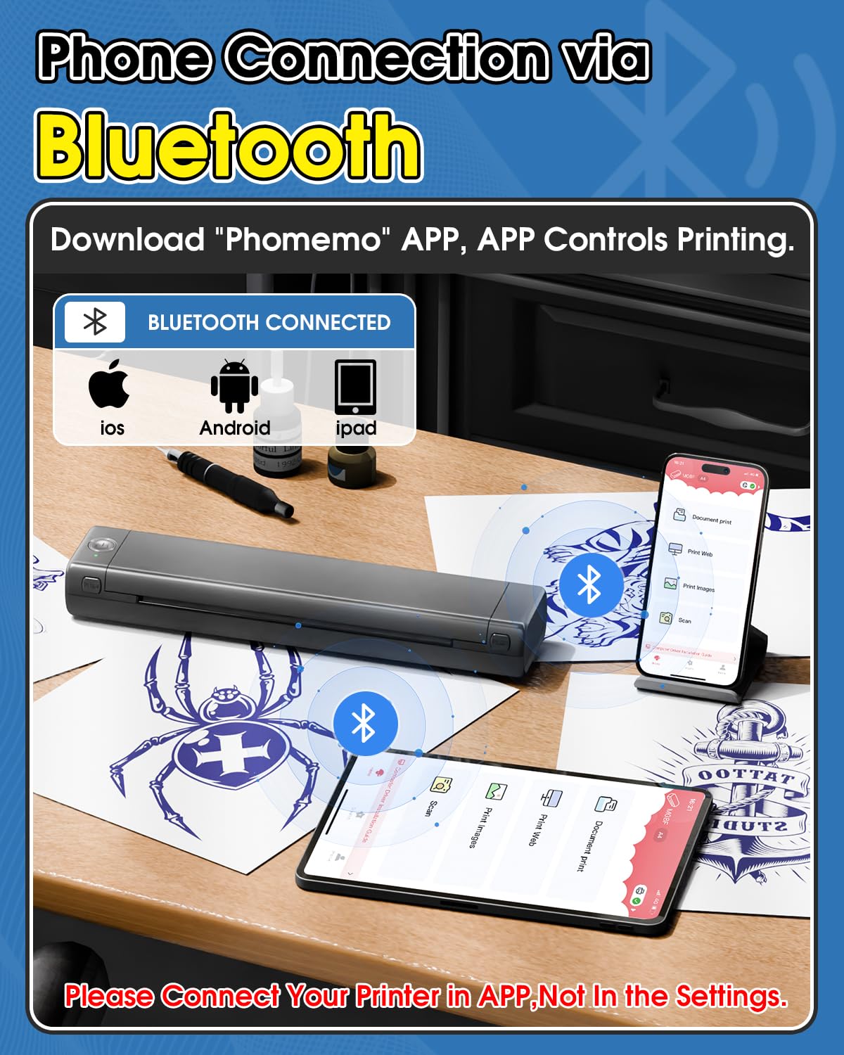 Phomemo M08F Tattoo Stencil Printer with accessories