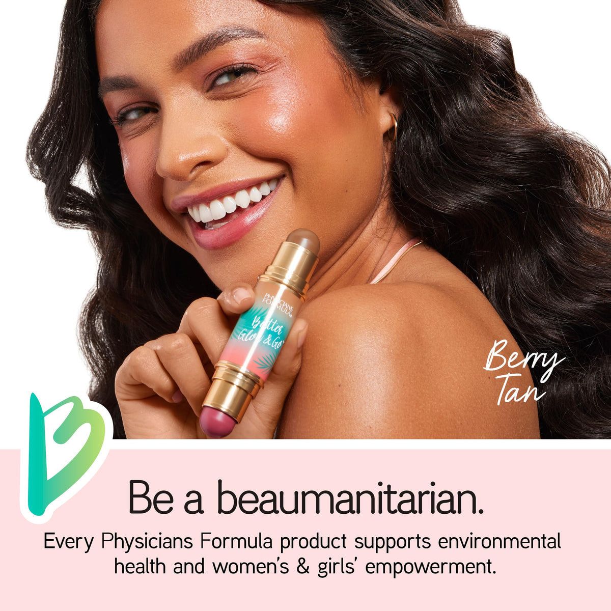 Physicians Formula Butter Glow & Go Multiuse Stick Berry Tan swatch on skin