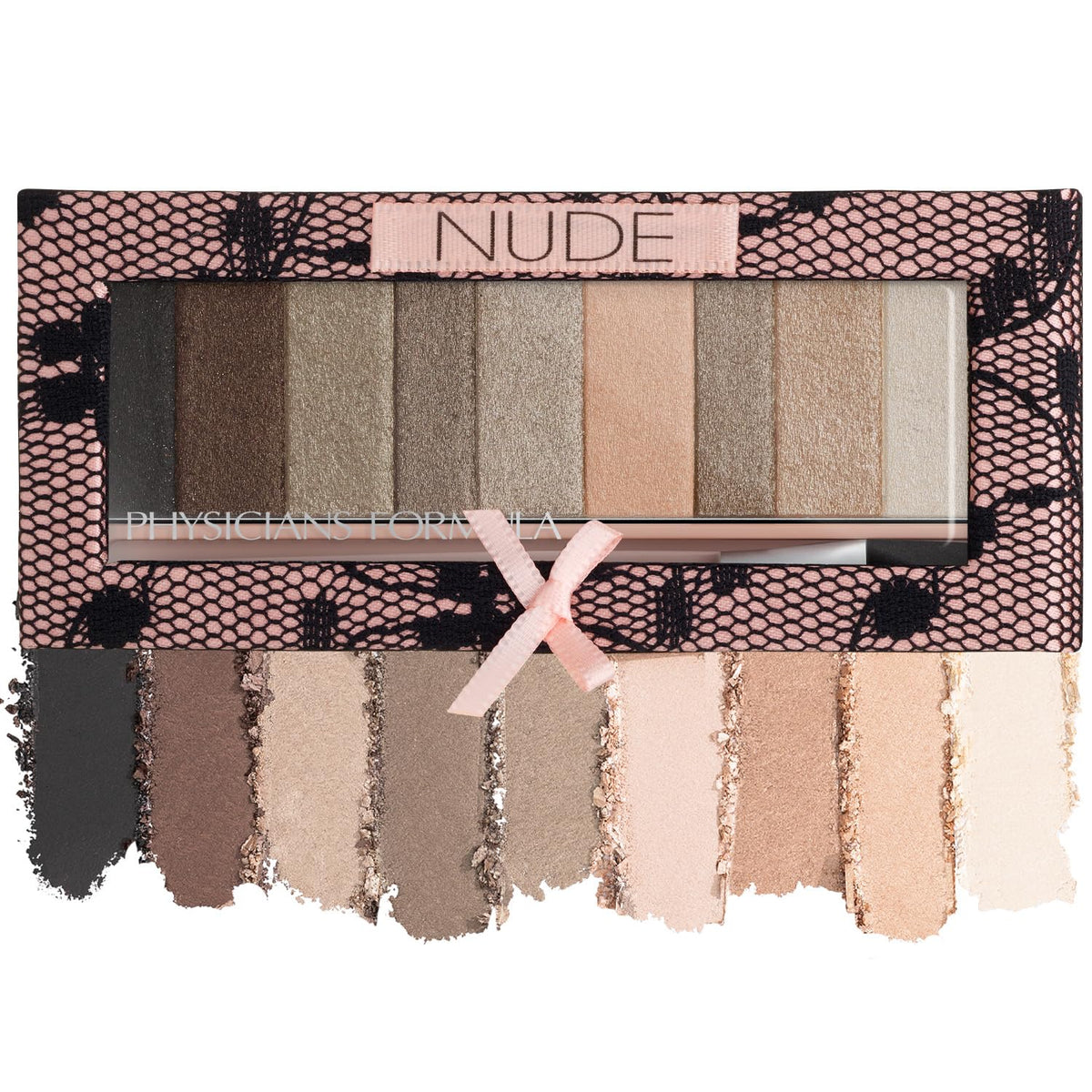 Physicians Formula Shimmer Strips Eyeshadow Palette front view with 9 nude shades