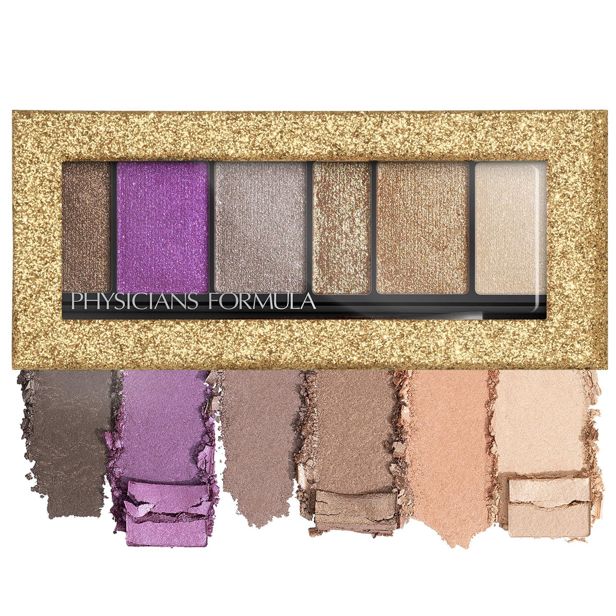 Physicians Formula Shimmer Strips Eyeshadow Palette front view with six shades