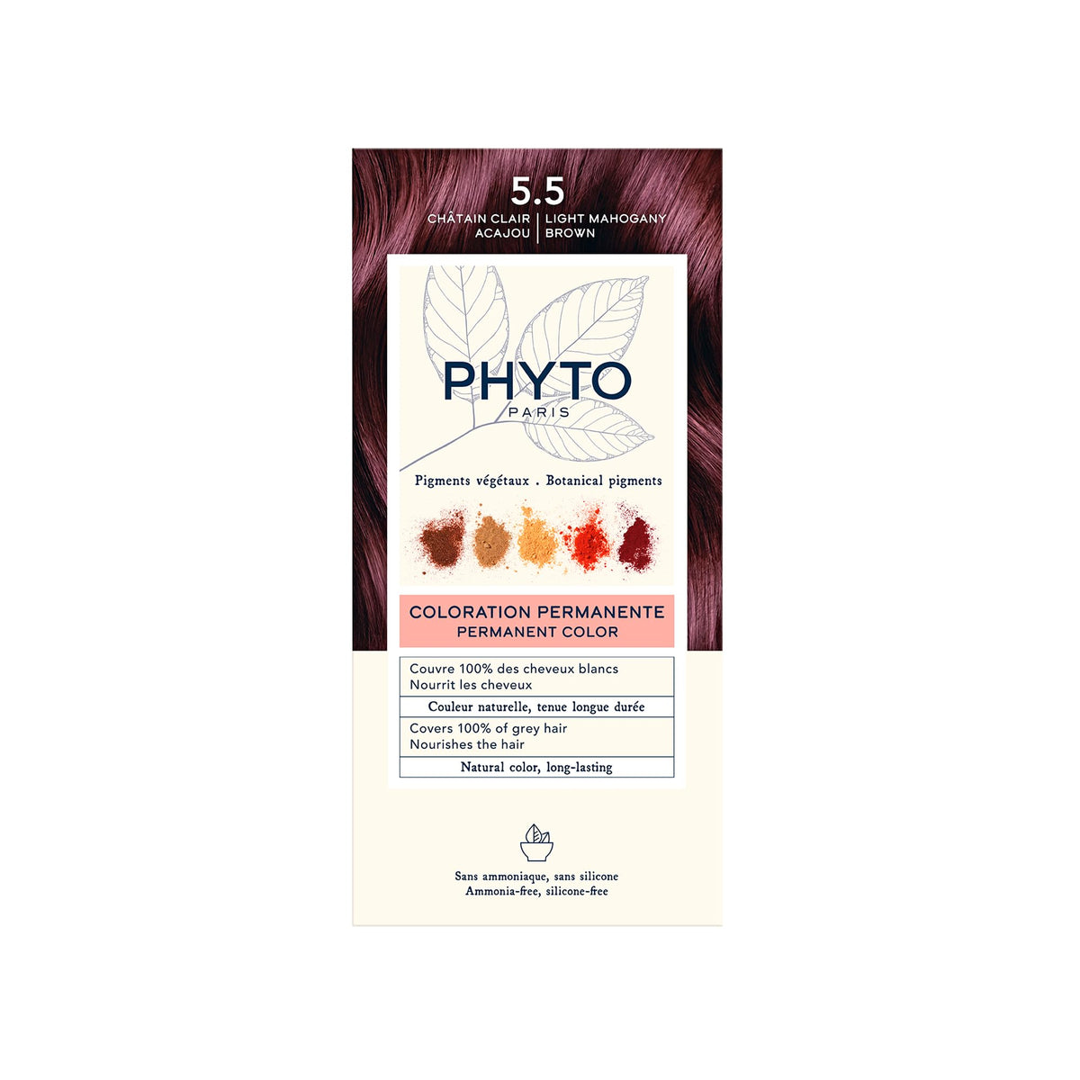 PHYTO Phytocolor 5.5 Very Light Mahogany Brown hair color packaging front view