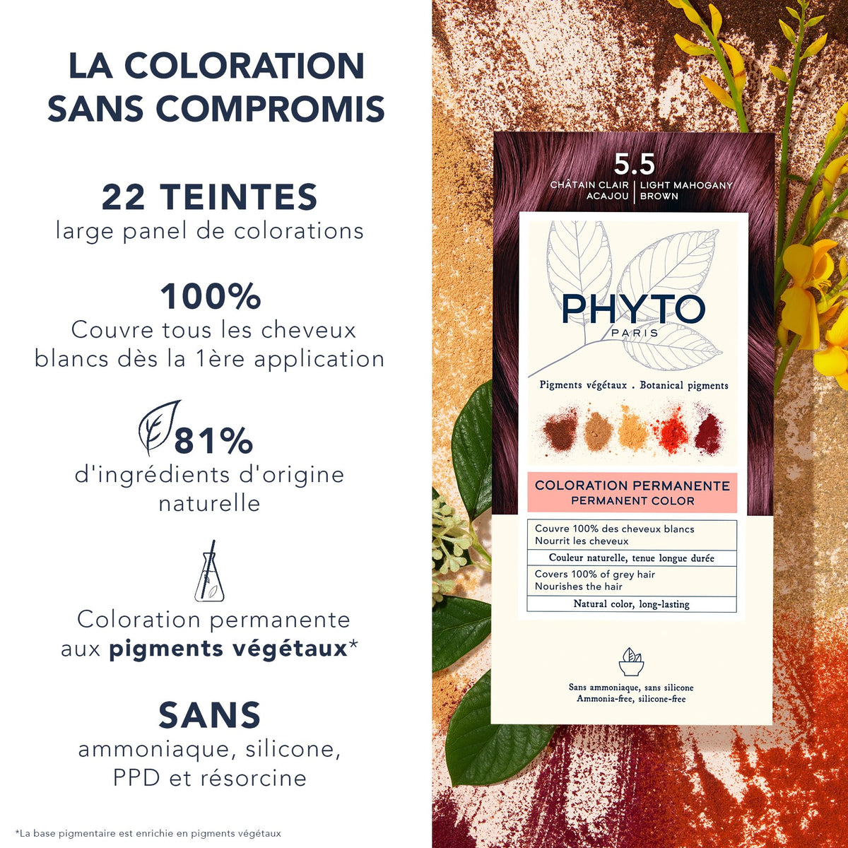 PHYTO Phytocolor 5.5 Very Light Mahogany Brown hair dye application scene