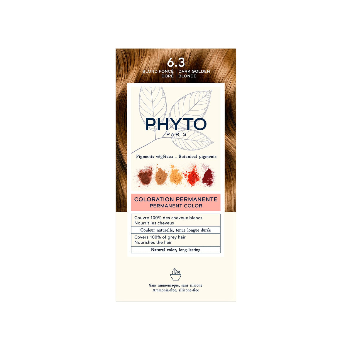 PHYTO Phytocolor Permanent Hair Color 6.3 Dark Golden Blonde packaging front view