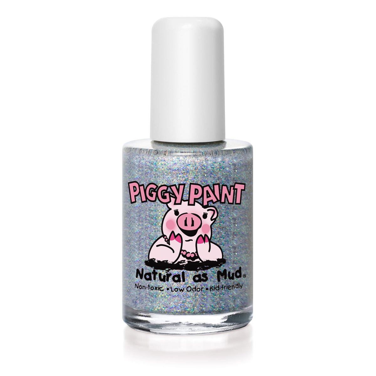 Piggy Paint Glitterbug nail polish front view with glitter finish