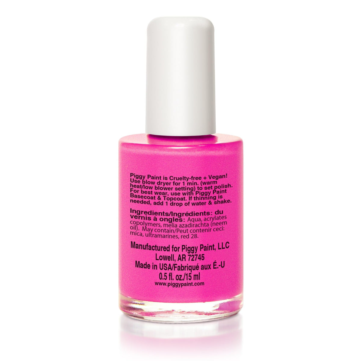 Piggy Paint LOL Neon Magenta Nail Polish bottle side view
