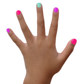 Piggy Paint nail art accessories displayed with polish