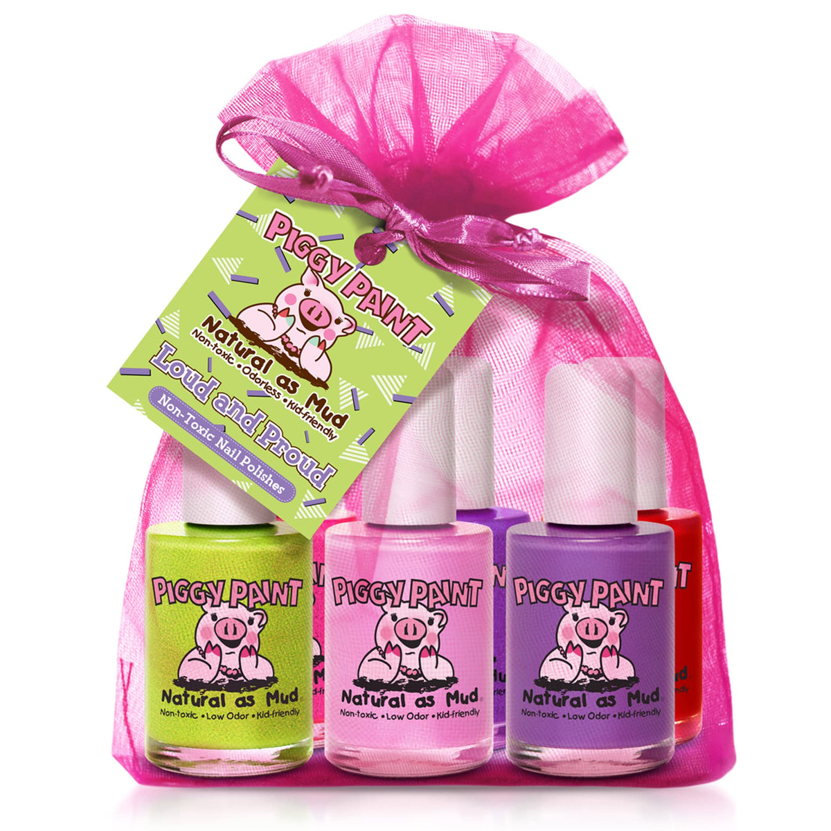 Piggy Paint Nail Polish 6-Colour Set front view with assorted shades