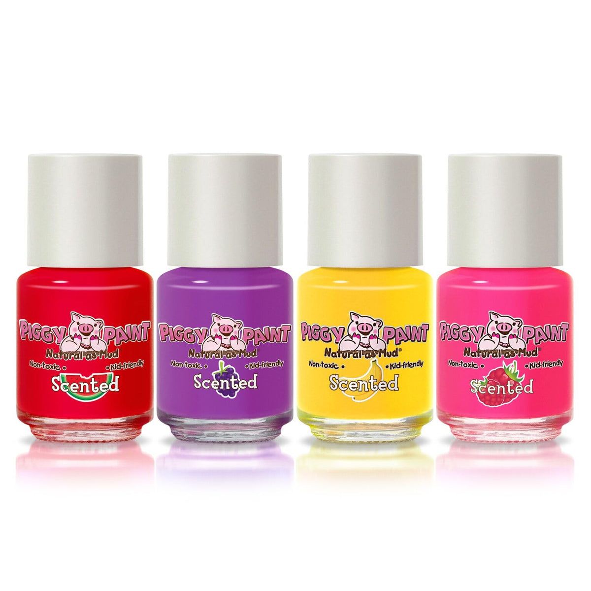 Piggy Paint Scented Nail Polish bottles in assorted colours