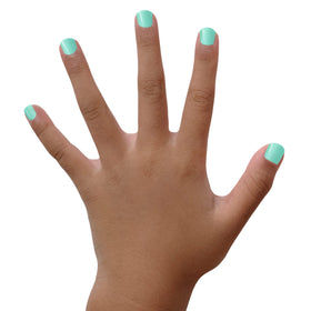 Piggy Paint Seafoam Green Nail Polish bottle with cap off
