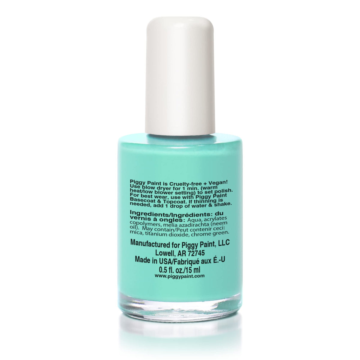 Piggy Paint Seafoam Green Nail Polish with brush close-up