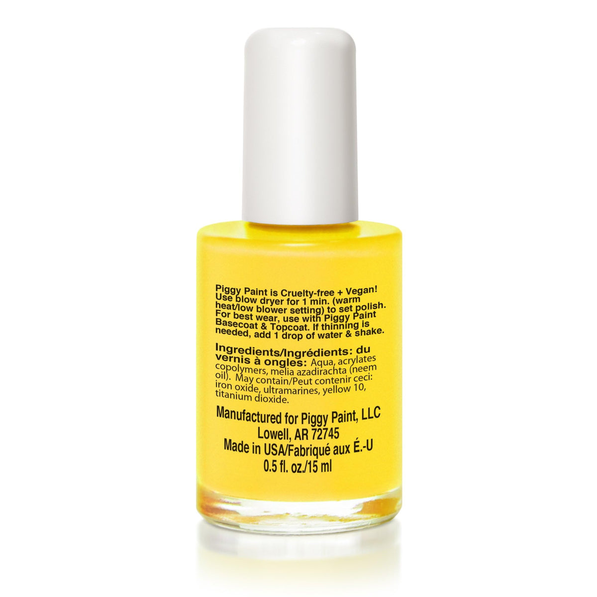 Piggy Paint Sunshine Yellow nail polish bottle side view