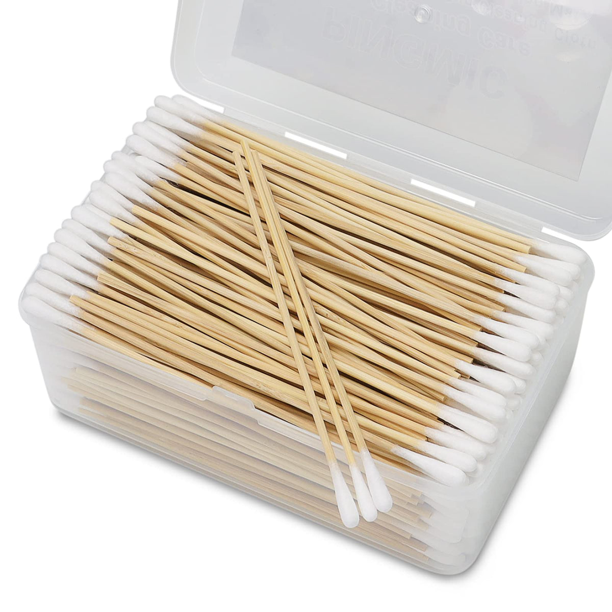 PINGMIC 500PCS 6-inch cotton swabs in storage box