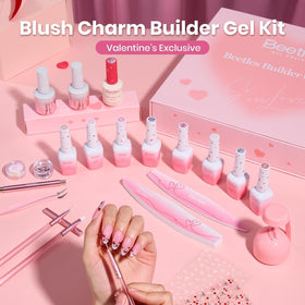 Pink builder gel colours included in the kit