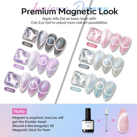 Pink cat eye gel polish from modelones in the set