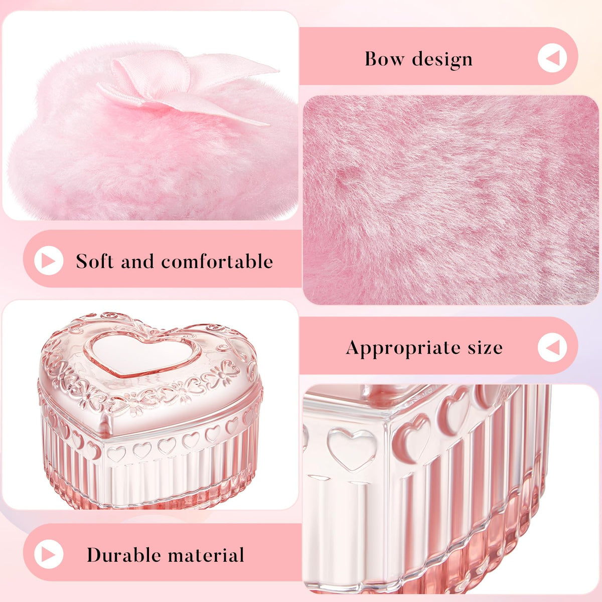 Pink dusting powder container made of crystal glass