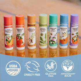 Pink Grapefruit lip balm tube from Badger