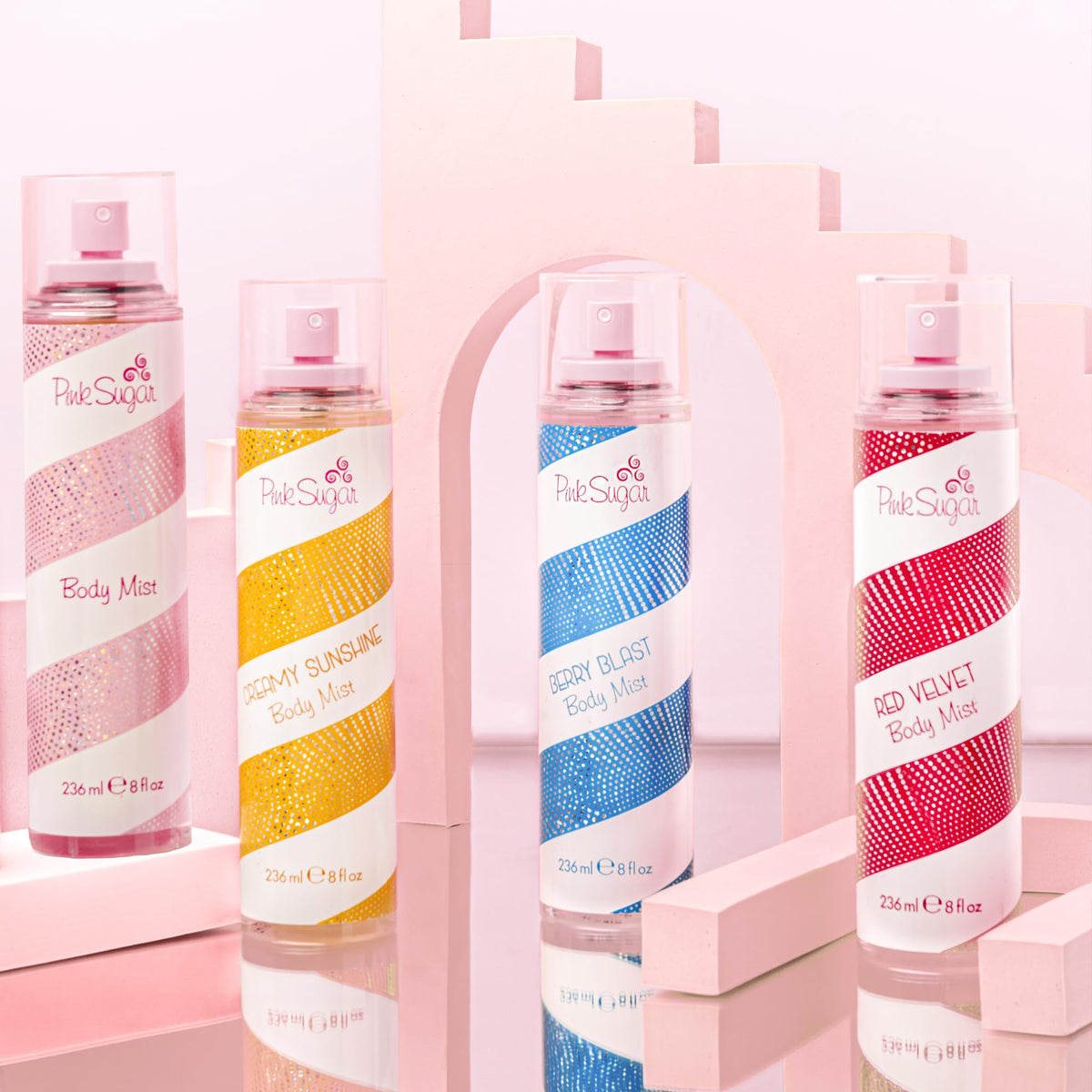 Pink Sugar Body Mist 8 Fl. Oz. side view with spray nozzle
