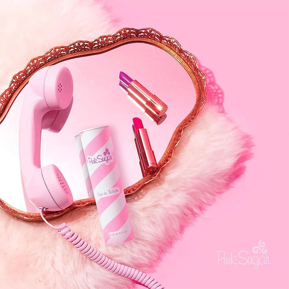 Pink Sugar Eau de Toilette packaging featuring soft marshmallow design