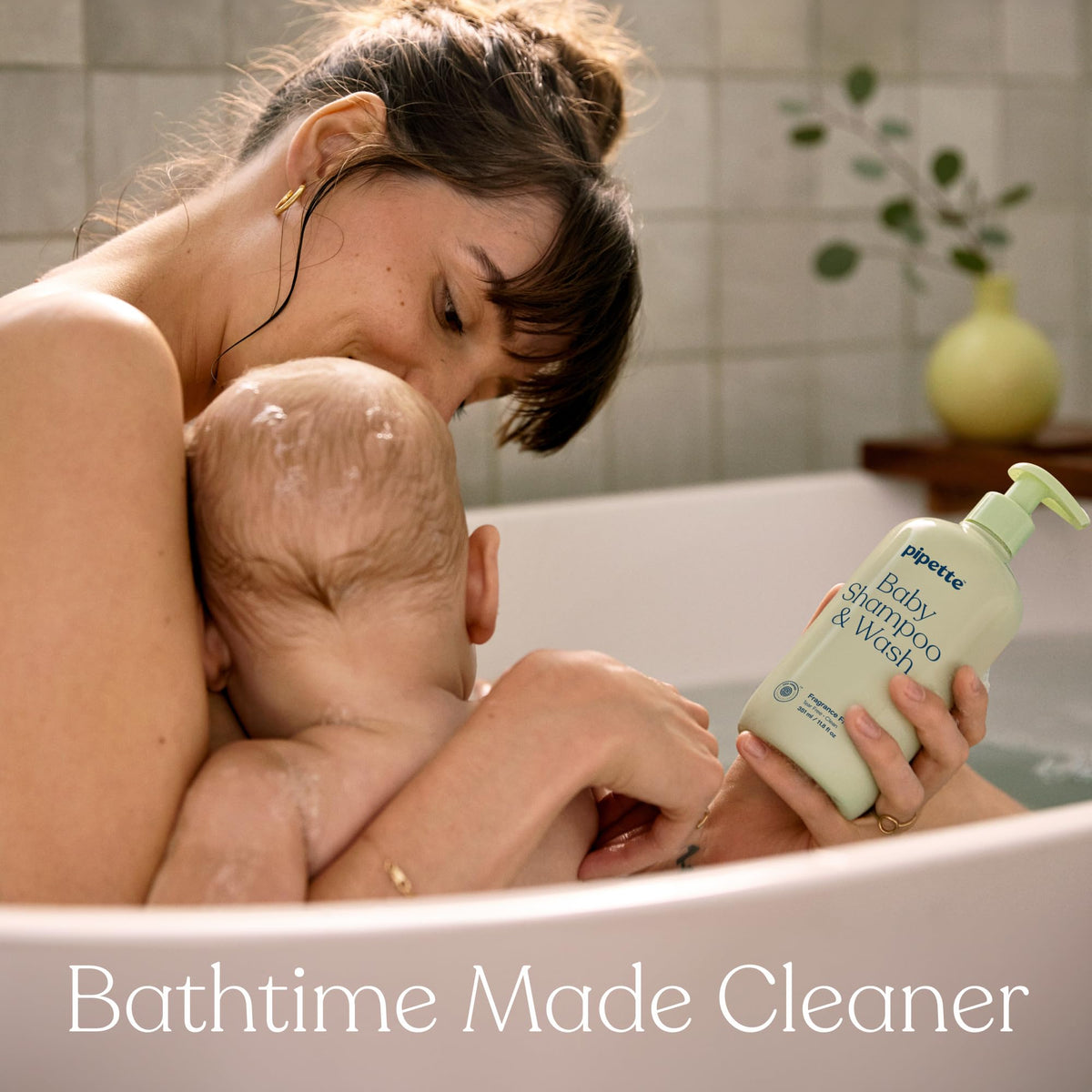 Pipette Baby Shampoo + Wash Duo fragrance free bottle close-up