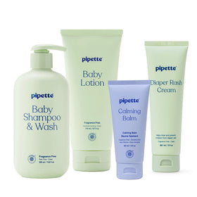 Pipette Baby Shampoo + Wash Duo used during bath time