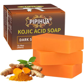 PIPIHUA Kojic Acid Soap front view with turmeric and lemon