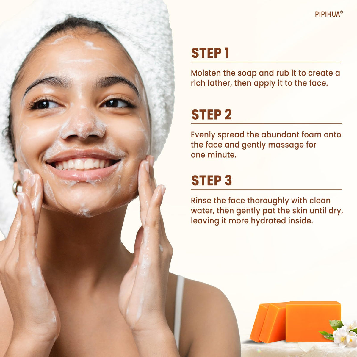 PIPIHUA Kojic Acid Soap with turmeric and hyaluronic acid