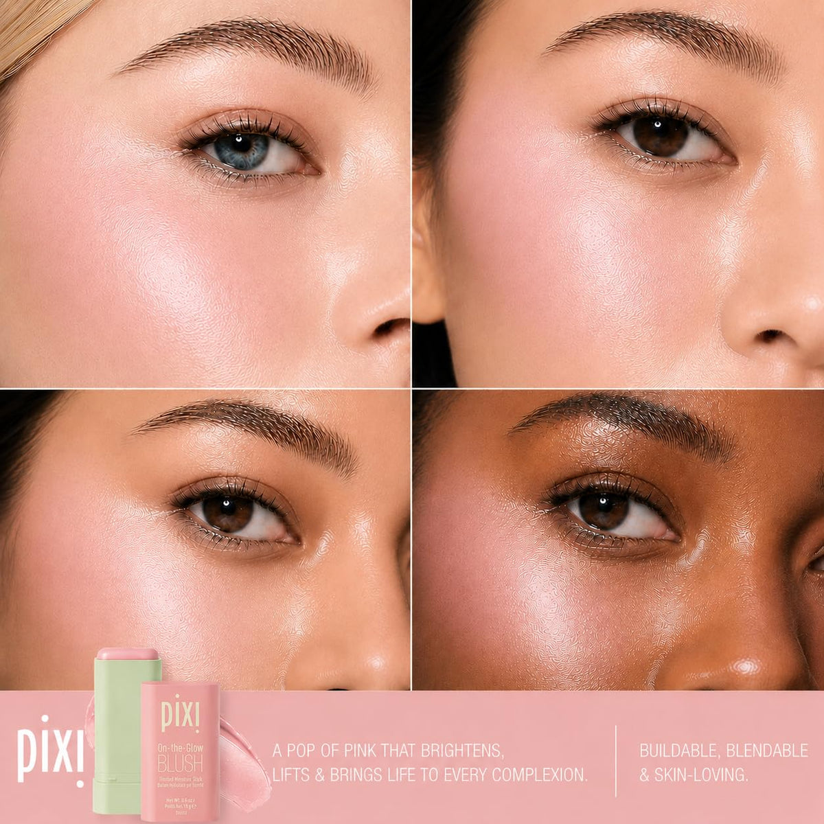 Pixi ON-THE-GLOW Cream Blush Stick compact twist-up design