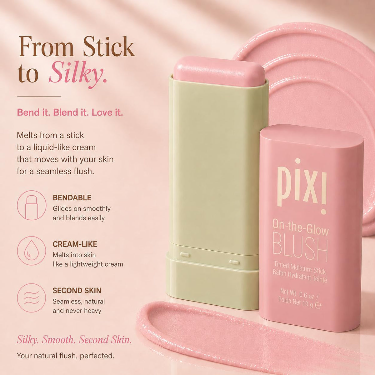 Pixi ON-THE-GLOW Cream Blush Stick Fleur with fruit extracts
