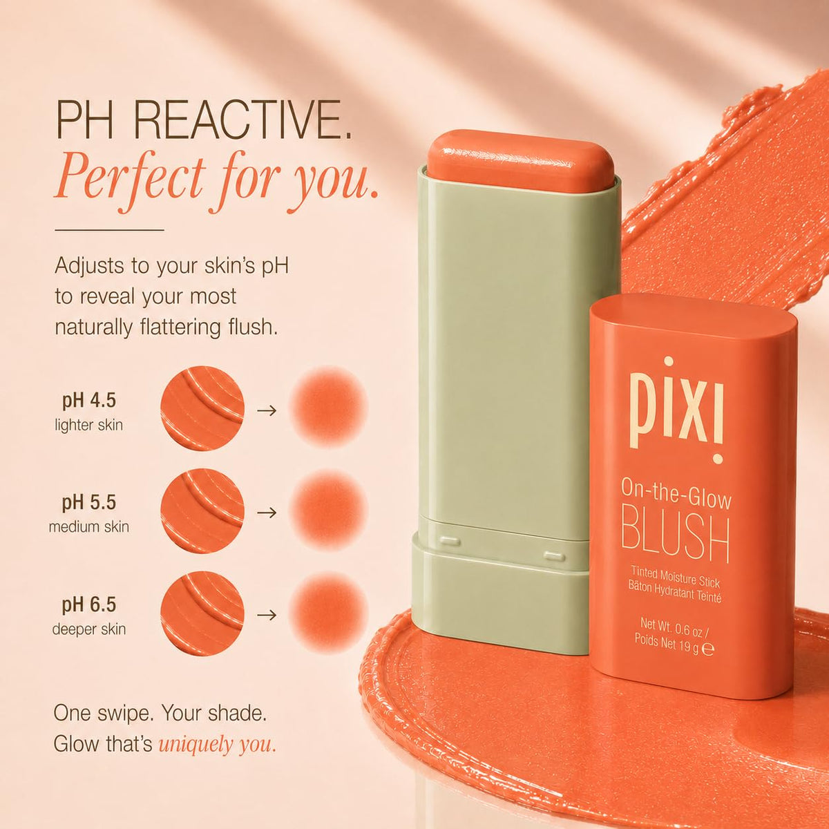 Pixi ON-THE-GLOW Cream Blush Stick Juicy in a makeup bag