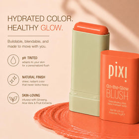Pixi ON-THE-GLOW Cream Blush Stick Juicy swatch on skin