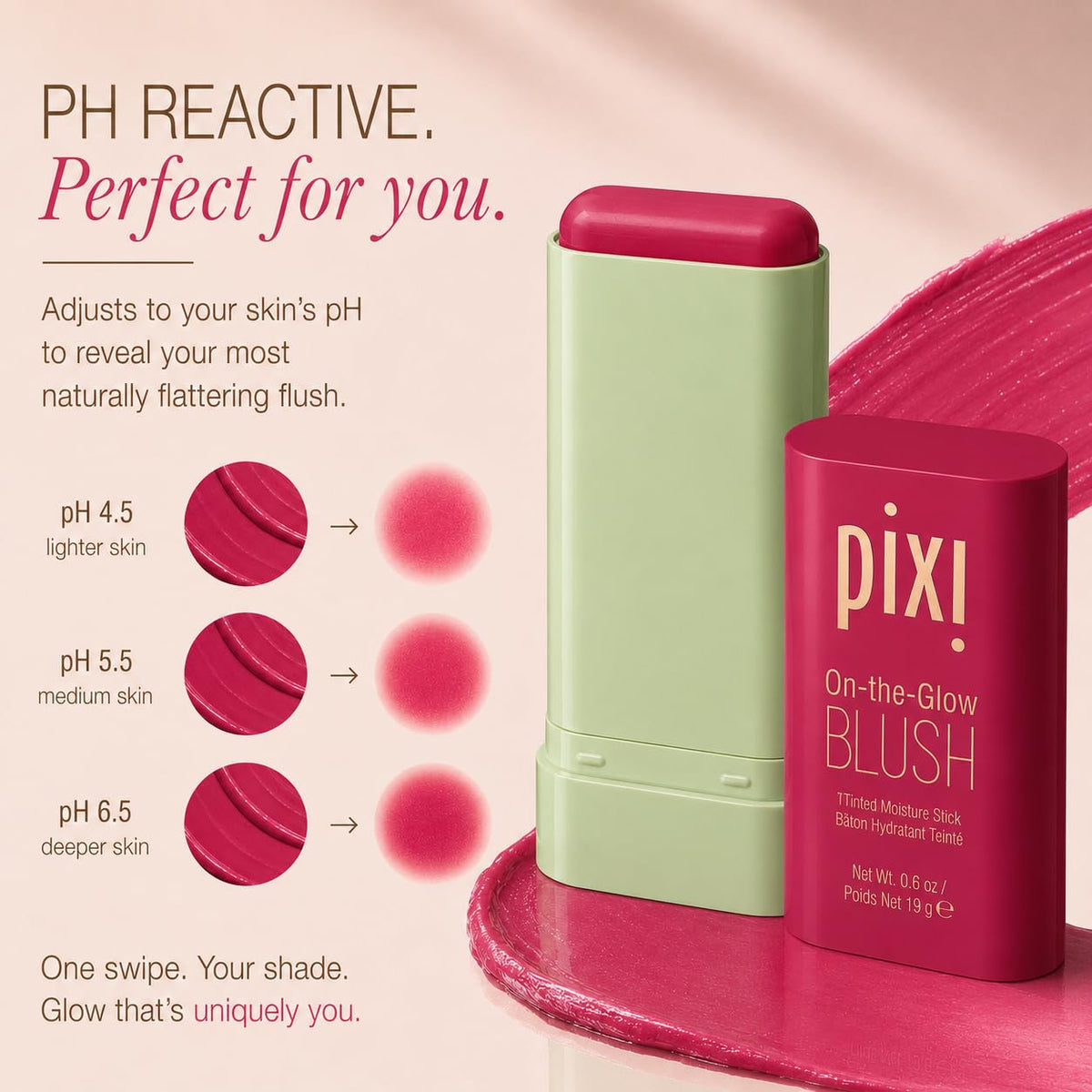 Pixi ON-THE-GLOW Cream Blush Stick Ruby in a purse