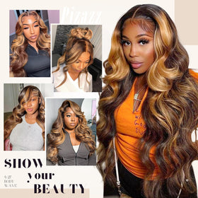 Pizazz 13x4 Ombre Highlight Lace Front Wig with adjustable straps