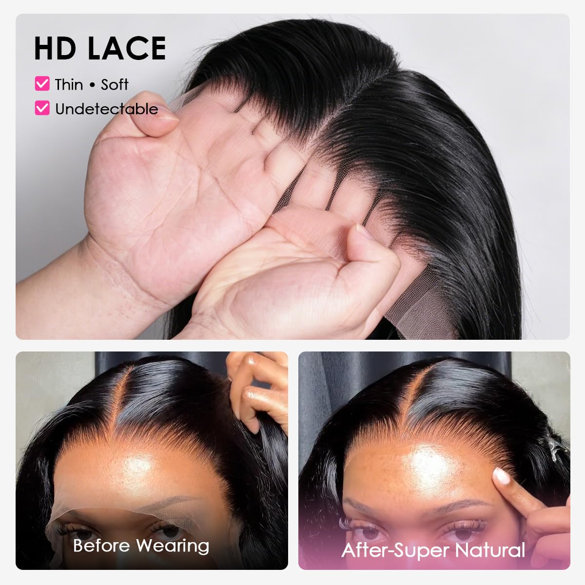 Pizazz 13x6 HD Lace Front Wig with adjustable straps and combs