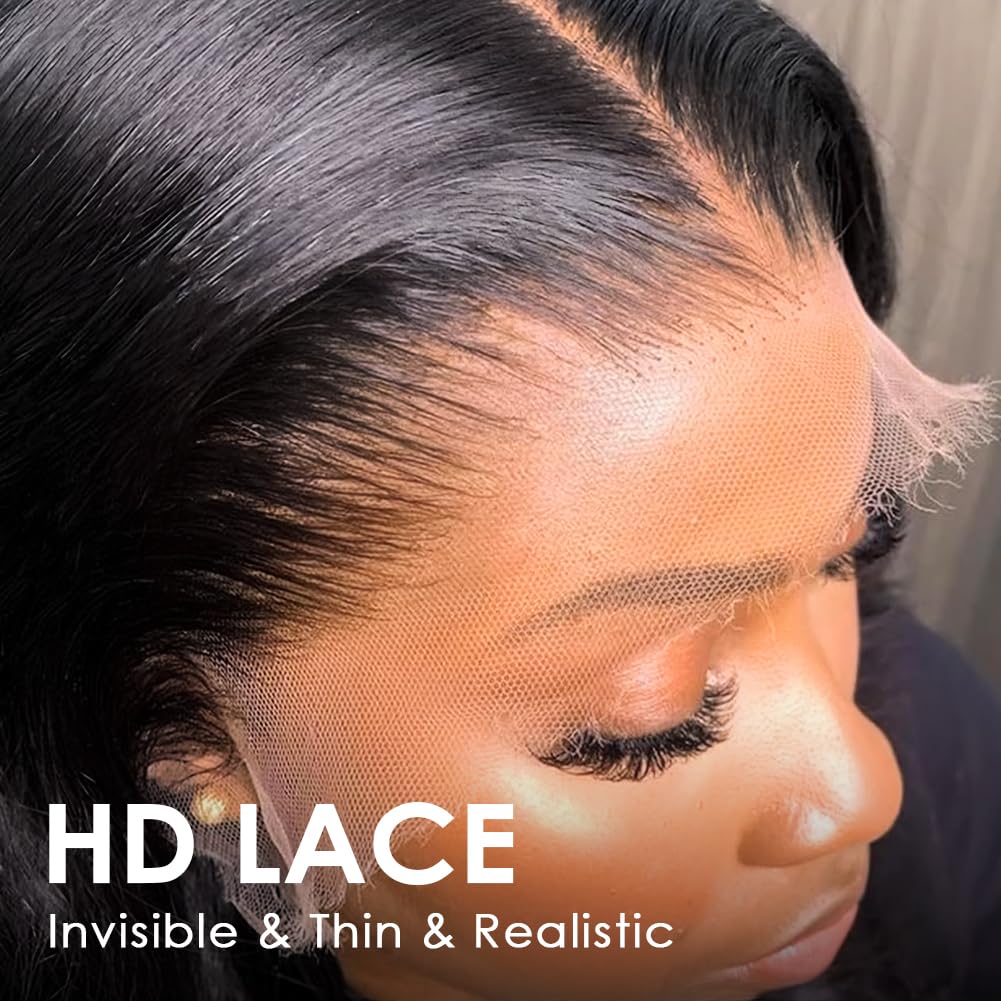 Pizazz Body Wave Lace Front Wig displayed with 5D eyelashes