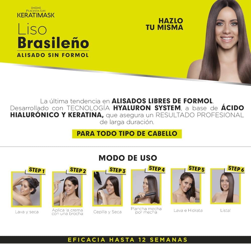 PLACENTA LIFE KERATIMASK Brazilian Straightening Kit contents with bottles