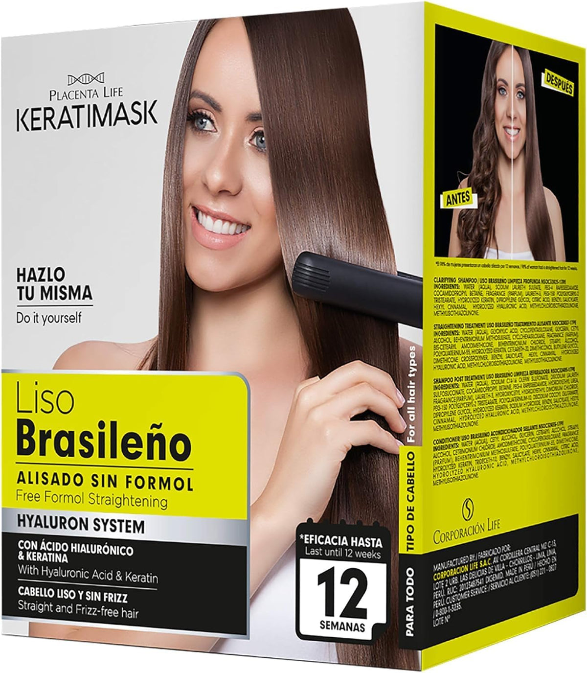 PLACENTA LIFE KERATIMASK Brazilian Straightening Kit packaging front view