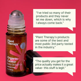 Plant Therapy Organic Castor Body Oil Roll On 30 mL close-up of roller ball