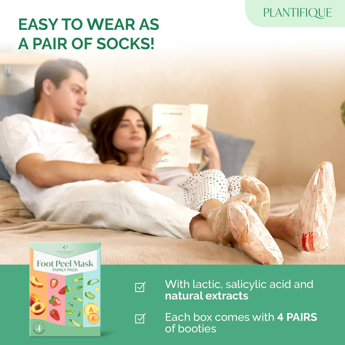 PLANTIFIQUE Foot Peeling Mask being used on feet