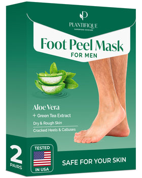 PLANTIFIQUE Foot Peeling Mask for Men front view packaging