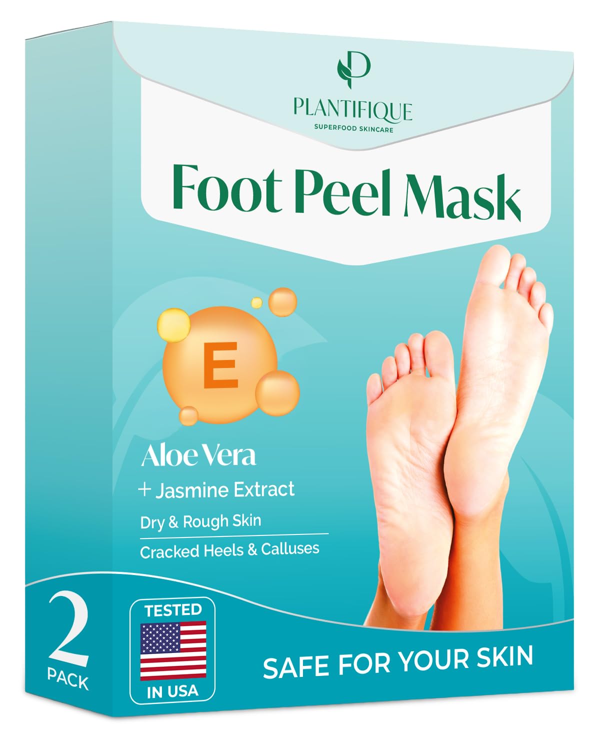 PLANTIFIQUE Foot Peeling Mask Jasmine front view with packaging