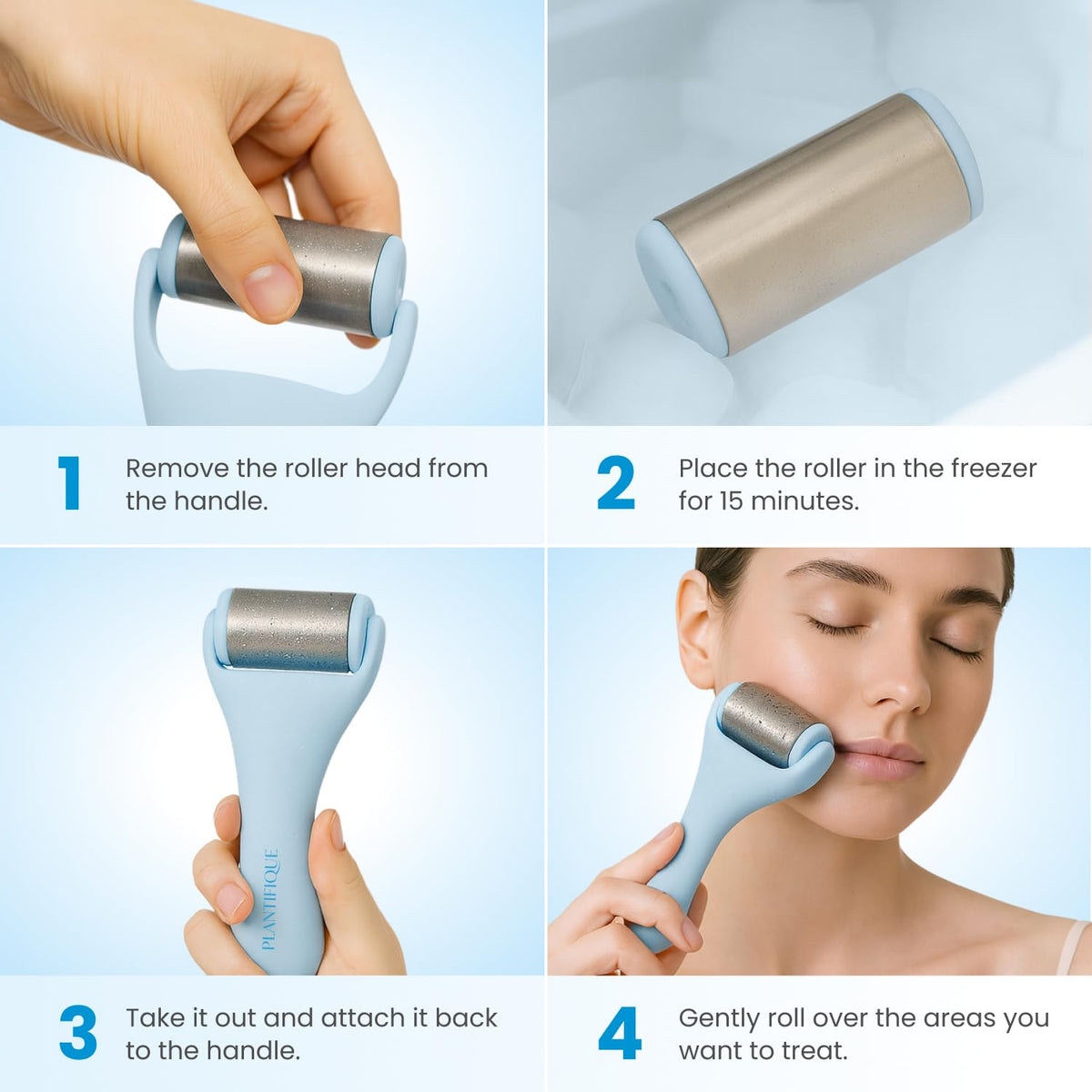 PLANTIFIQUE Gua Sha tool being used for facial massage