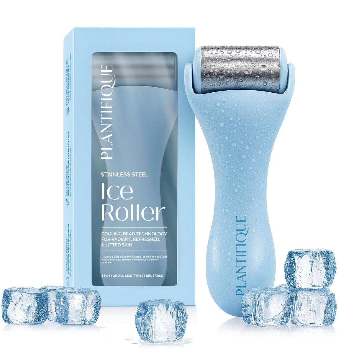 PLANTIFIQUE Ice Roller front view with stainless steel head
